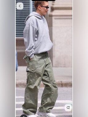 ASOS Design Women's‎ Size 8 Green Cargo Wide Leg Pants Streetwear Casual Cotton